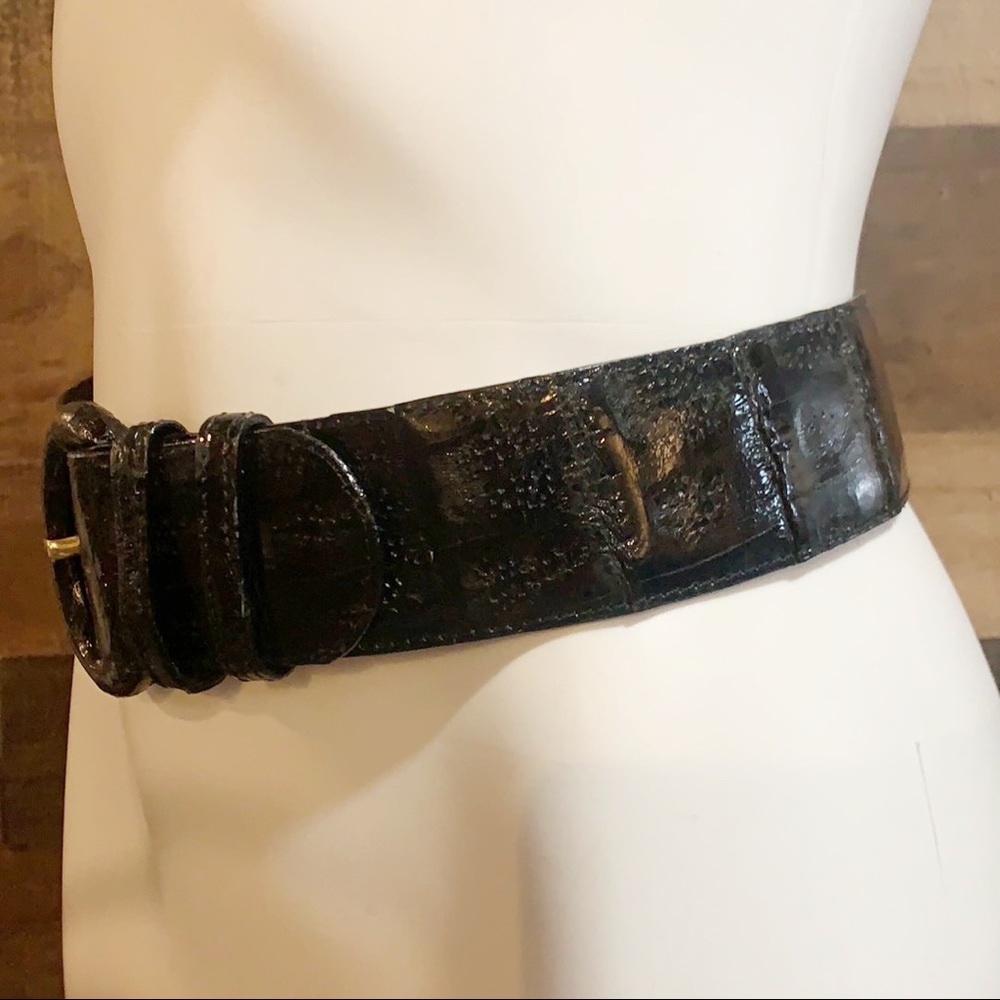 Henri Bendel Black Crocodile Statement Belt 70/85 - Picture 6 of 11